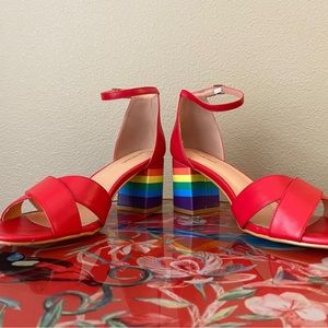ModCloth Heels - red with rainbow heel! Size 42/10.5
